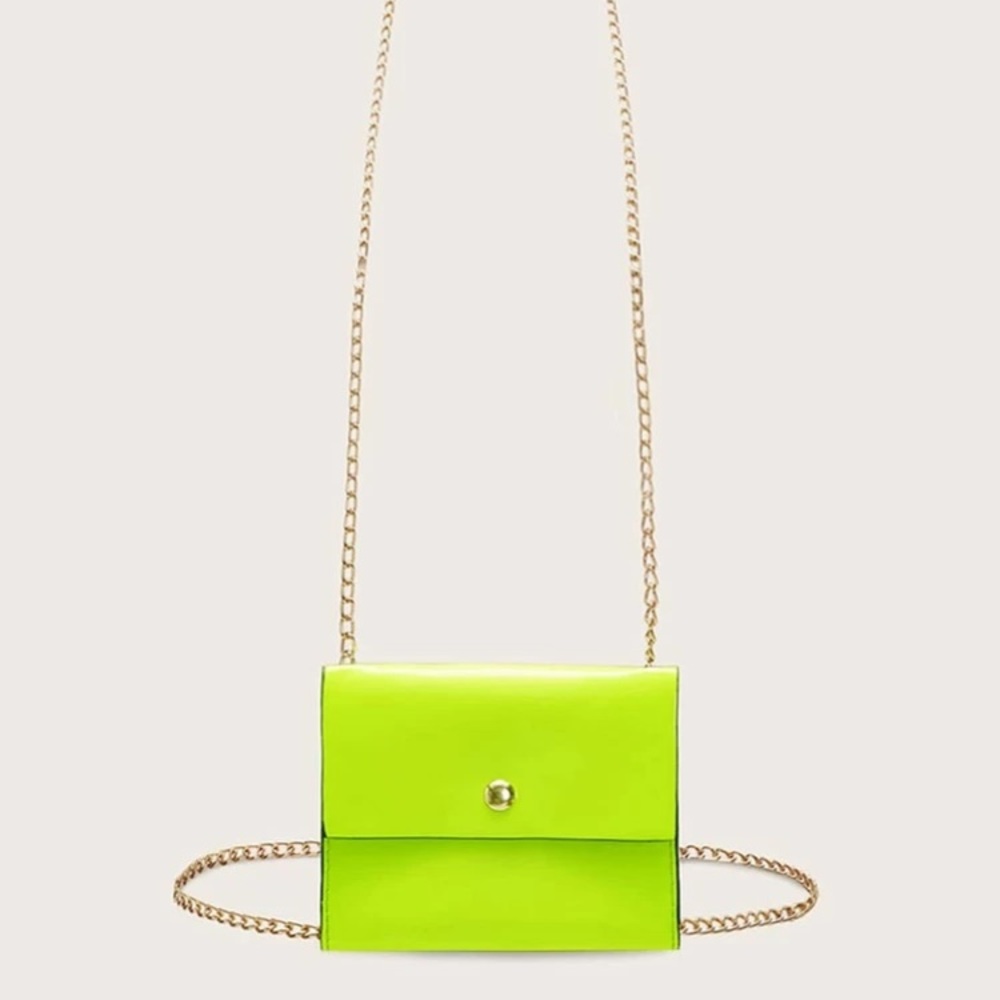 Neon green chain purse